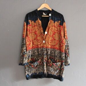 Vintage patterned long cardigan